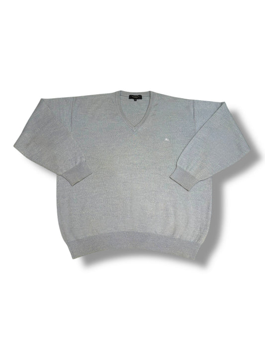 Merinowolle Babyblauer Pullover mit V-Ausschnitt Burberry (L)