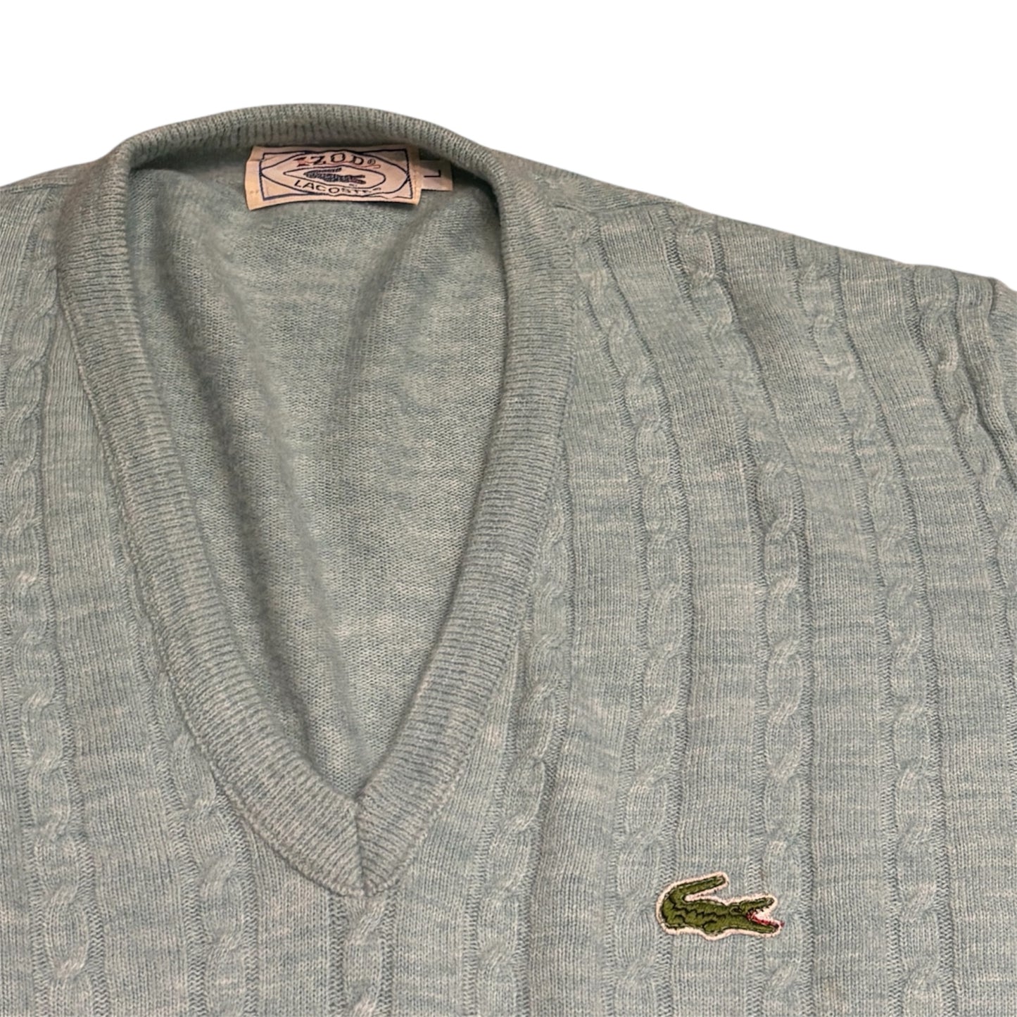 Pullover mit V-Ausschnitt Lacoste 70er - 80er Jahre (L)